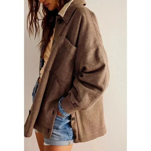 NWT Free People Wool Blend Barn Jacket Brown Large
